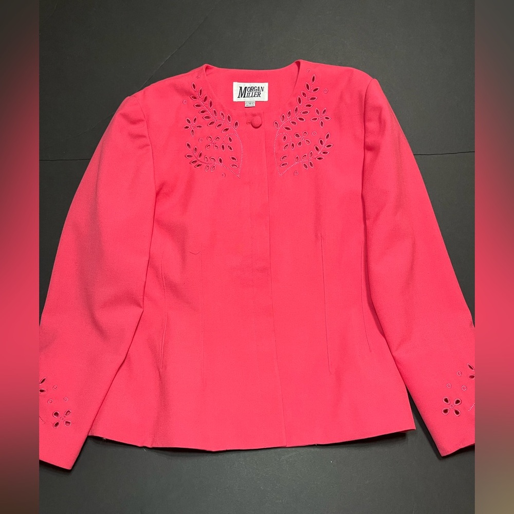 Morgan Miller Pink Laser-Cut Floral Blazer VINTAGE